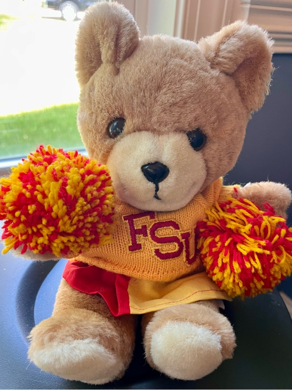 FSU Cheerleader Bear Plush VINTAGE 1983 w/Pom-Poms! Great shape for vintage